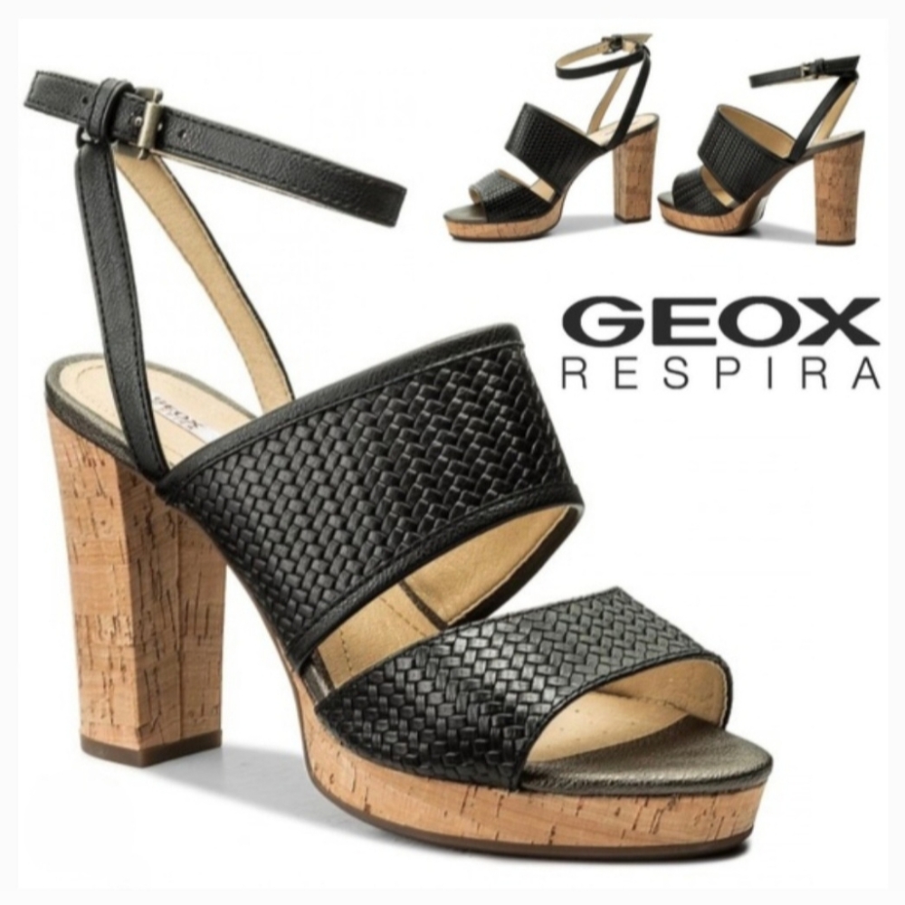 Geox Mauvelle Black Leather Sandal